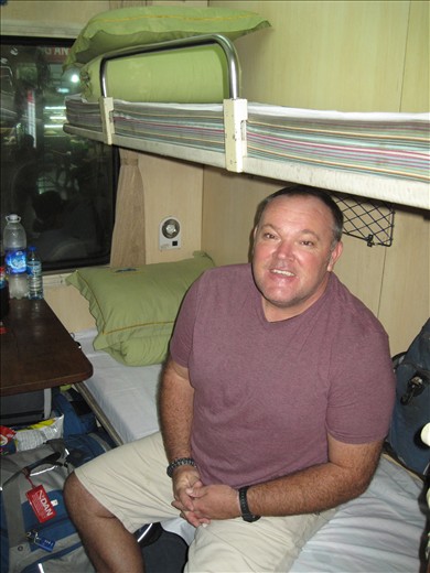 Bill on the train at the start of the 17 hour journey