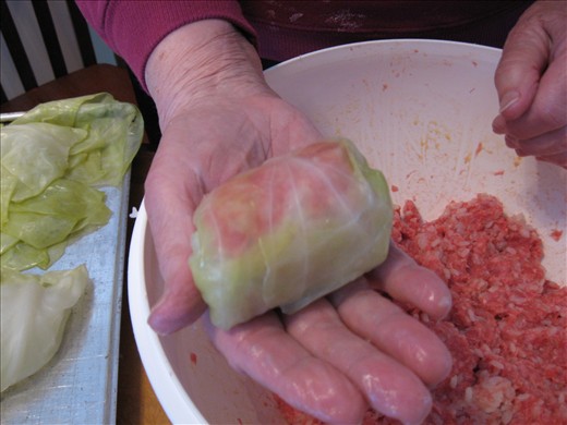 Step 6 & 7 - rolling the cabbage