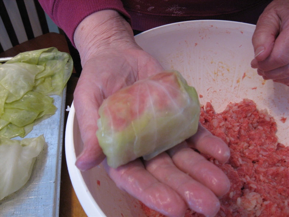 Step 6 & 7 - rolling the cabbage