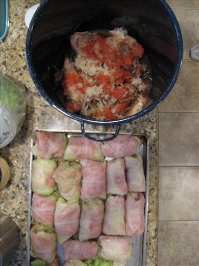 Step 7 & 8 - layering the rolls in the stockpot
