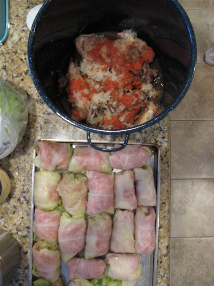 Step 7 & 8 - layering the rolls in the stockpot