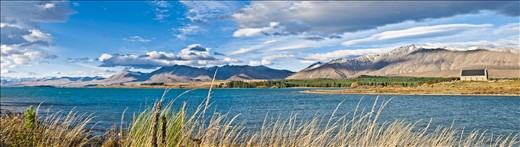 It was evening in the Autumn, where the trees are getting ready for winter, changing themselves with yellow leaves. The beautiful scenery of Lake Tekapo is a place like Heaven on Earth. I'm lucky enough to visit this wonderful place. Lake Tekapo, the Church of Good Shepherd, mountains, golden sun rays, blue sky, clouds and the breeze were complementing each other perfectly. The emerald blue lake has a special element at the bed of the lake, called “rock dust”, which gives it nice bluish tone. It's a germ of South Island New Zealand. The rock dust is the by-product of glaciers. The nearby mountain is Mount Cook and there are a few similar lakes surrounding it.