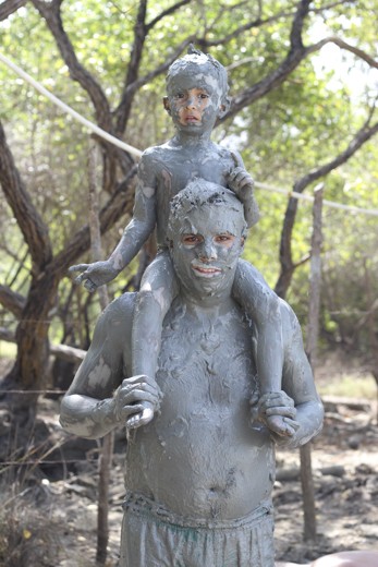 Out of the mud! People believe it's good for your skin and hair. Tried, true!