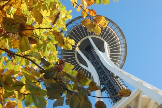 An iconic piece of architecture, the Space Needle is well known but not often caught on a sunny autumn morning without even the threat of Seattle rain.  