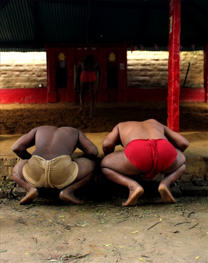 The warrior devotees take blessings from deities before they fight.