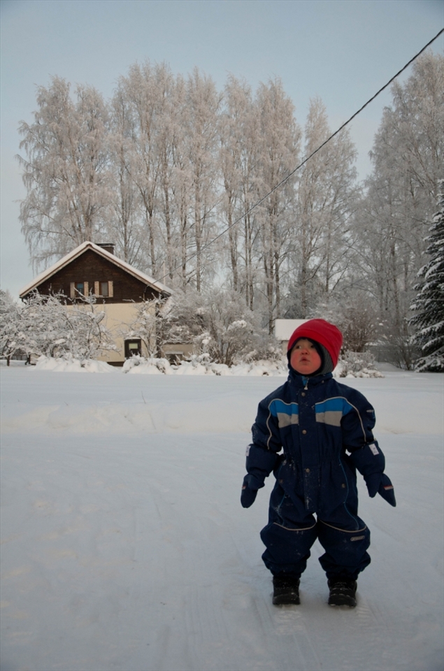 Little Lassi, the son of our couchsurfing hosts, frozen on his feet. At such negative temperatures, it was necessary to keep moving to keep warm.