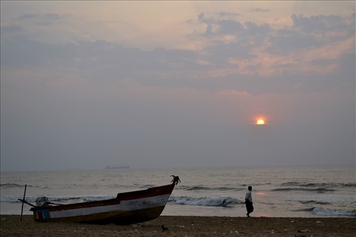 Sunrise at Marina beach, Chennai