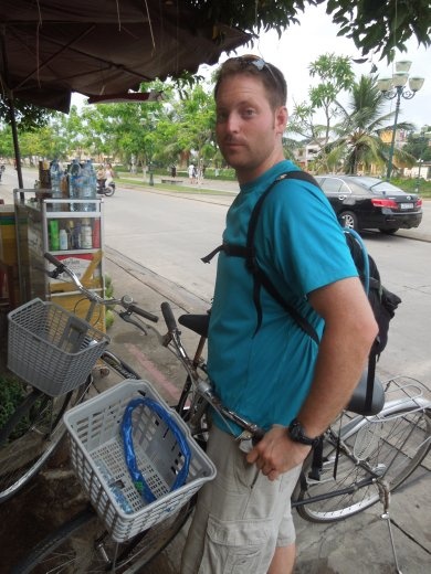 Caught Joe by surprise while parking our bikes