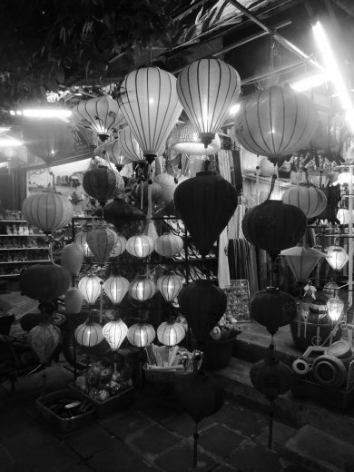 The lantern stores all lit up at night were my favorite