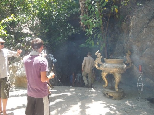 Headed down into 8 Ladies Cave to pay our respects with incense