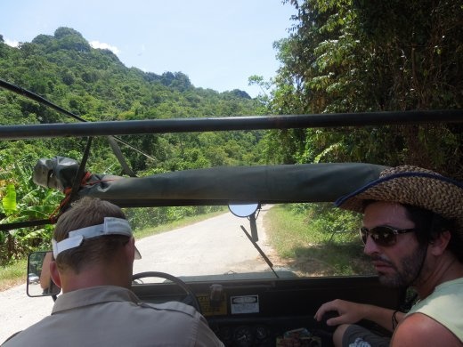 Driving through Phong Nha- Ke Bang National Park open jeep style