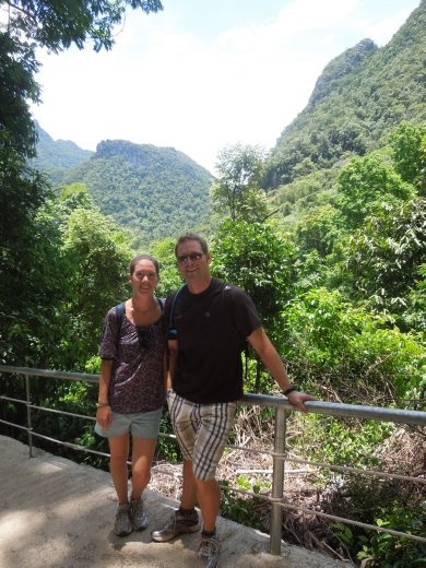 Climbing up to the entrance of Paradise Cave... we stop for a photo op