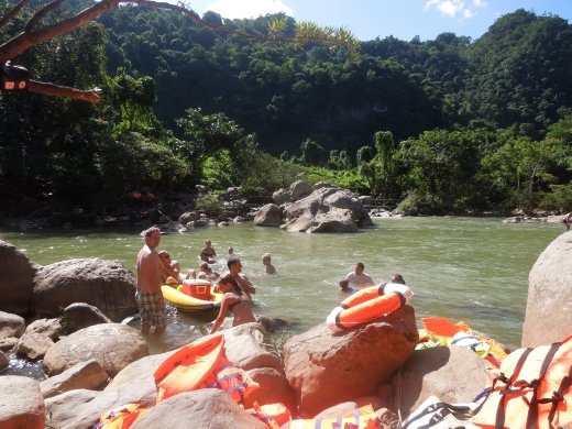 Time for a swim in some icy river water! Jumping in off the boulders was fun!