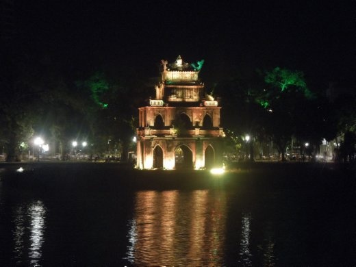 Turtle Tower all lit up at night