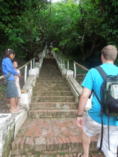 Starting the climb to the top of Phu Si