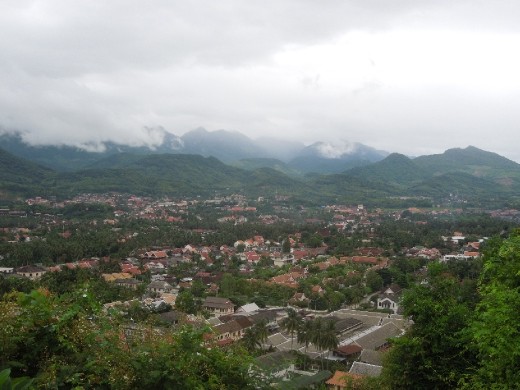 We make it to the top! And are rewarded with beautiful views of Luang Prabang below and mountains beyond