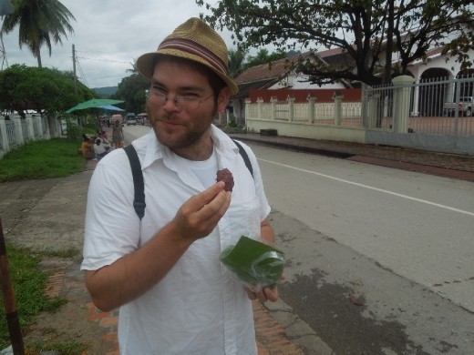 Sam also enjoying meat on a stick.