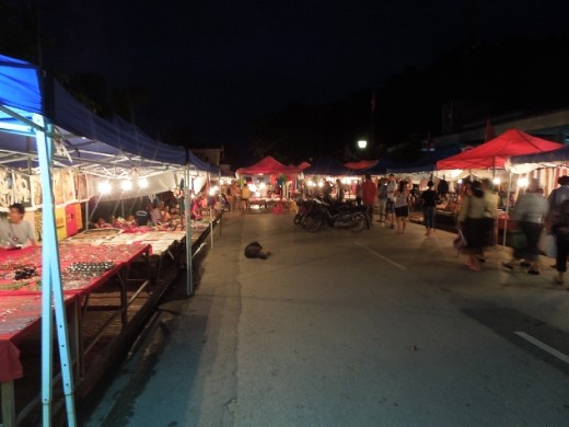 More of the night market, complete with lazy dog in the middle of it all.