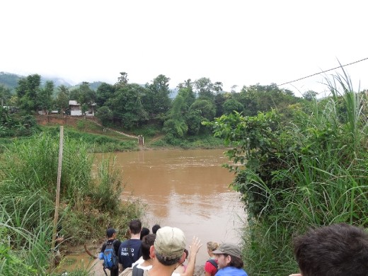 On our full-day trek! Headed down to try to cross the flooded (and therefore very muddy) river