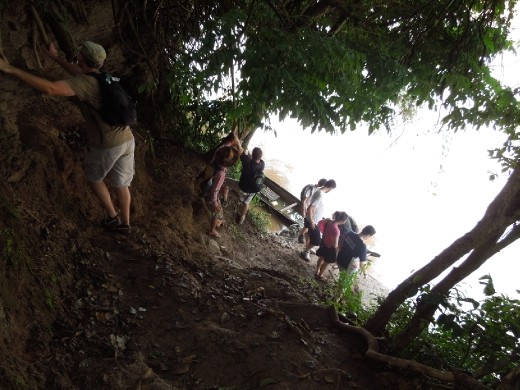 Sliding down the mud to the bank of another river to go across... Sam wiped out. Happens to the best of us