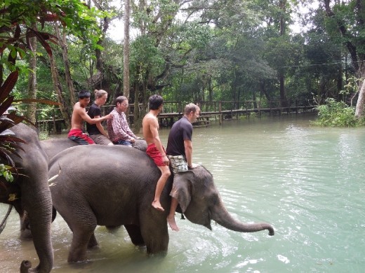 Entering the waterfall... trying not to fall off!