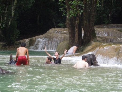 Best time ever! Yes, we are still on the elephant's back... he's just hiding underwater