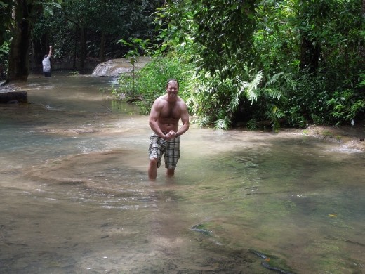 Joe trying to show how strong he is after his first fall (and before his next one)