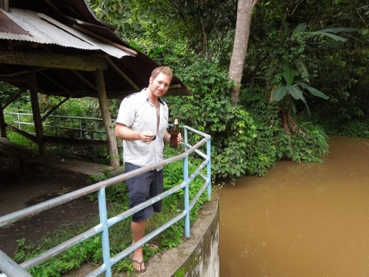 Joe tries fishing in a little lake we found... no luck!