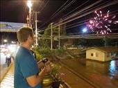 Fireworks being set off above Old Sukothai in honor of the Thai Queen's birthday!: by sglass, Views[511]