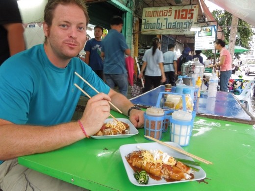 Tryin some yummy street food... no idea what it was but it was good