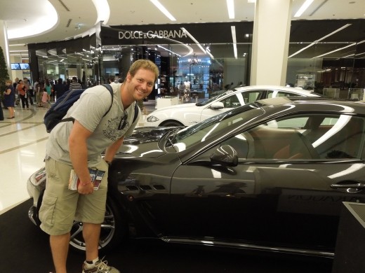 Oogling fancy cars in the fancy mall