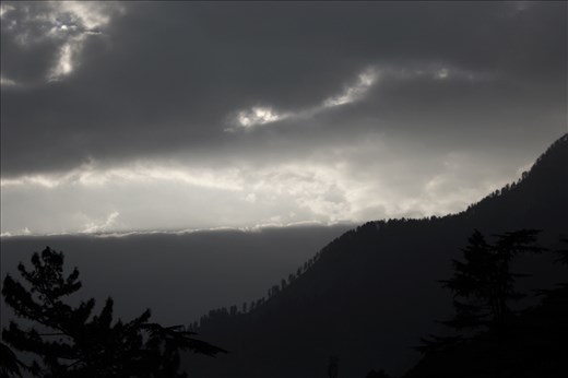 Evening at Tosh a small village on the foothills of Himalayas at Himachal prades