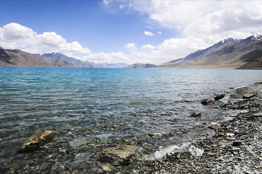 Pangong Tso, at 4,350m, mostly lies in territory claimed by China. The brackish water lake appears to cycle through stunning shades of blue and green through the day, but its recent popularity with Indian tourists owes more to its cameos in Bollywood hits such as '3 Idiots'.