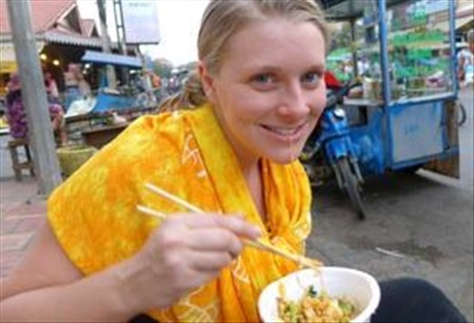 Enjoying street food in Siem Reap