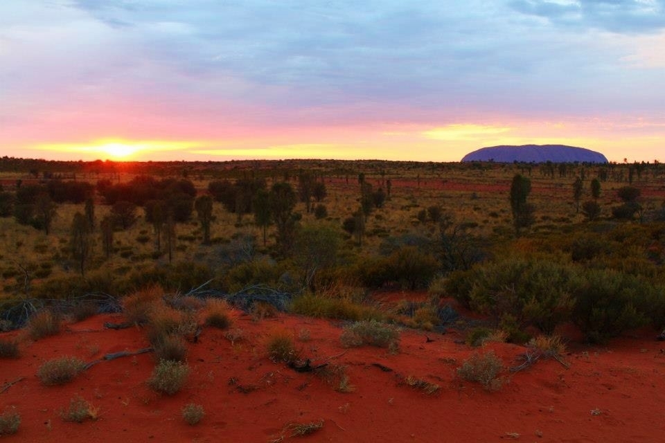 I was sitting atop a camel's back watching the sun greet the morning sky as it transformed Australia's most famous landmark into a purple jewel. It's beauty shone resplendently as the sky cast an array of radiant colours awakening the rich red earth of the Australian outback.