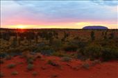 I was sitting atop a camel's back watching the sun greet the morning sky as it transformed Australia's most famous landmark into a purple jewel. It's beauty shone resplendently as the sky cast an array of radiant colours awakening the rich red earth of the Australian outback.: by sheree, Views[660]