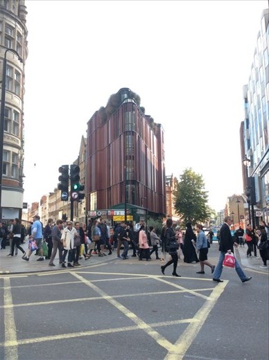 The busy shopping area of Oxford Street.