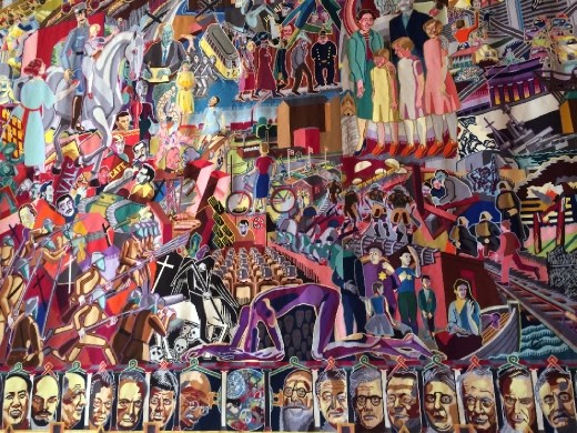 The tapestry in Christiansborg Palace for the 20th Century. See what you can find.