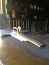 A wooden cloth roller and engagement gift. 