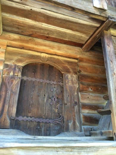 A door to one of the historic storage buildings. The Open Air Museum.