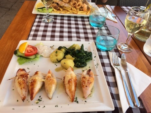 Lunch of stuffed quid. 