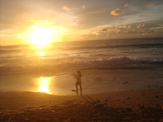 Sunset at Dream Land beach Bali with one girl object