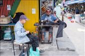 A street tailor operating a ‘while you wait’ alteration service.  Kota Kinabalu - Borneo, Malaysia.: by si-guy, Views[452]