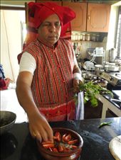 Garnishing Mackerel Chilly Fish Curry with vertically cut fresh tomatos: by sibykattampally, Views[371]