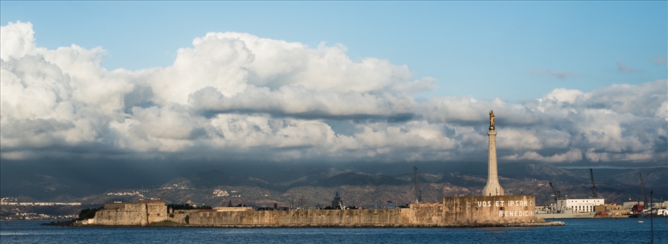 Looking over from the port of Messina to the hills of Reggio Calabria 