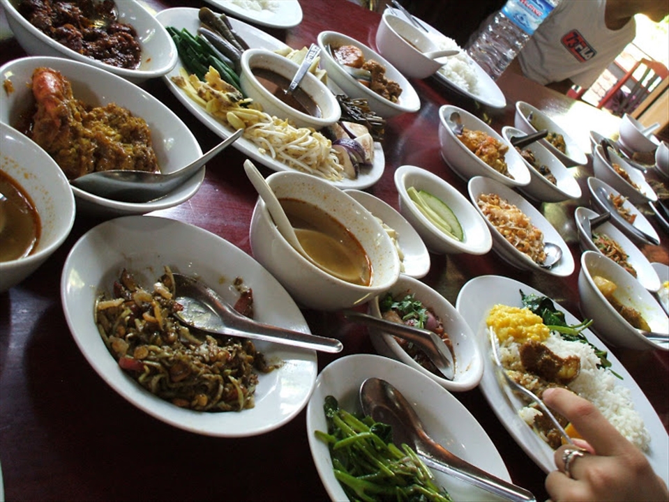 Typical Burmese Meal in Yangon: Many Small, Flavorful Dishes