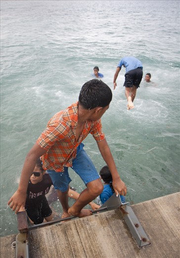 On extremely hot days, you can see a lot of heads bobbing in the water. With only one ladder out and rocks surrounding the Wharf, jumping off becomes a risky activity...
