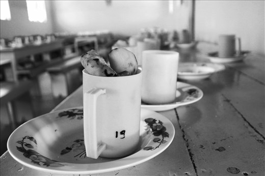 Consumation – The banana is ready for consumption in a school canteen.