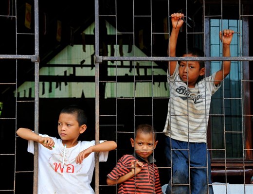 Kids at the school are fed and taught some basic skills