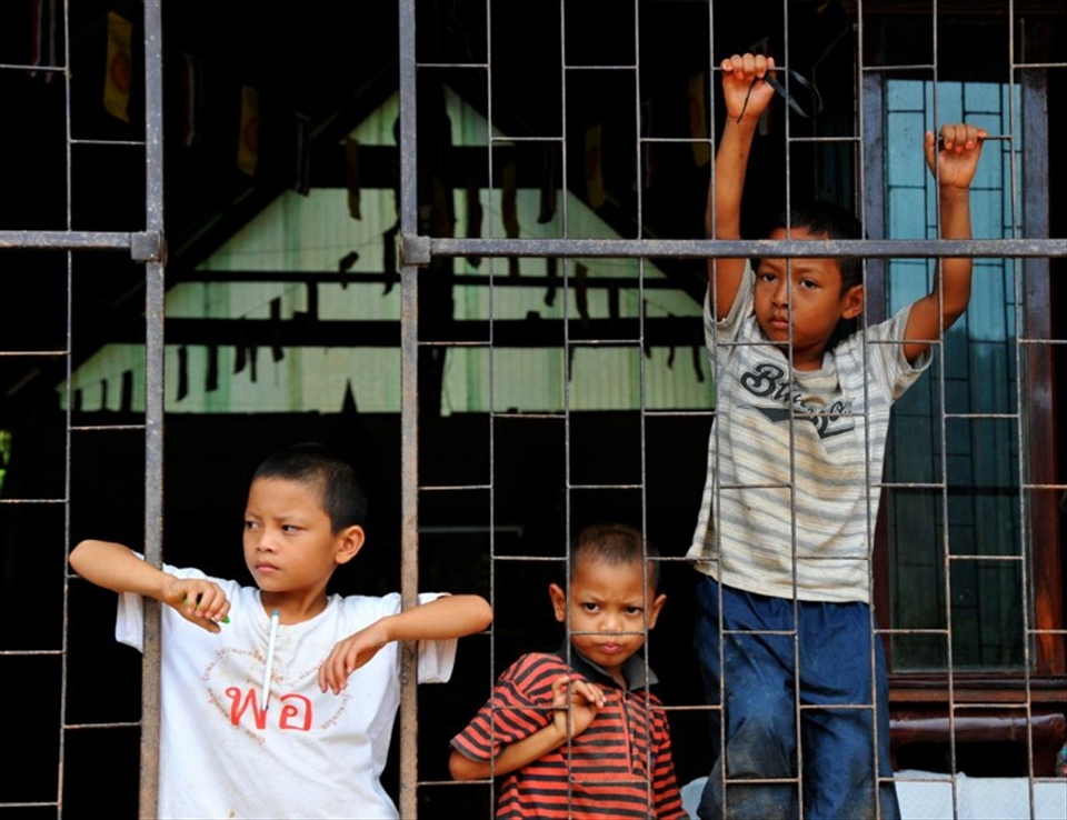 Kids at the school are fed and taught some basic skills